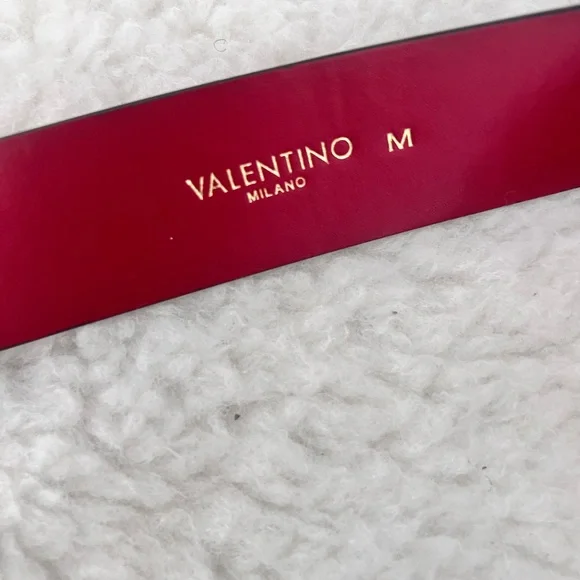 Valentino Gold Buckle Red Belt NWOT sz M display picture 1